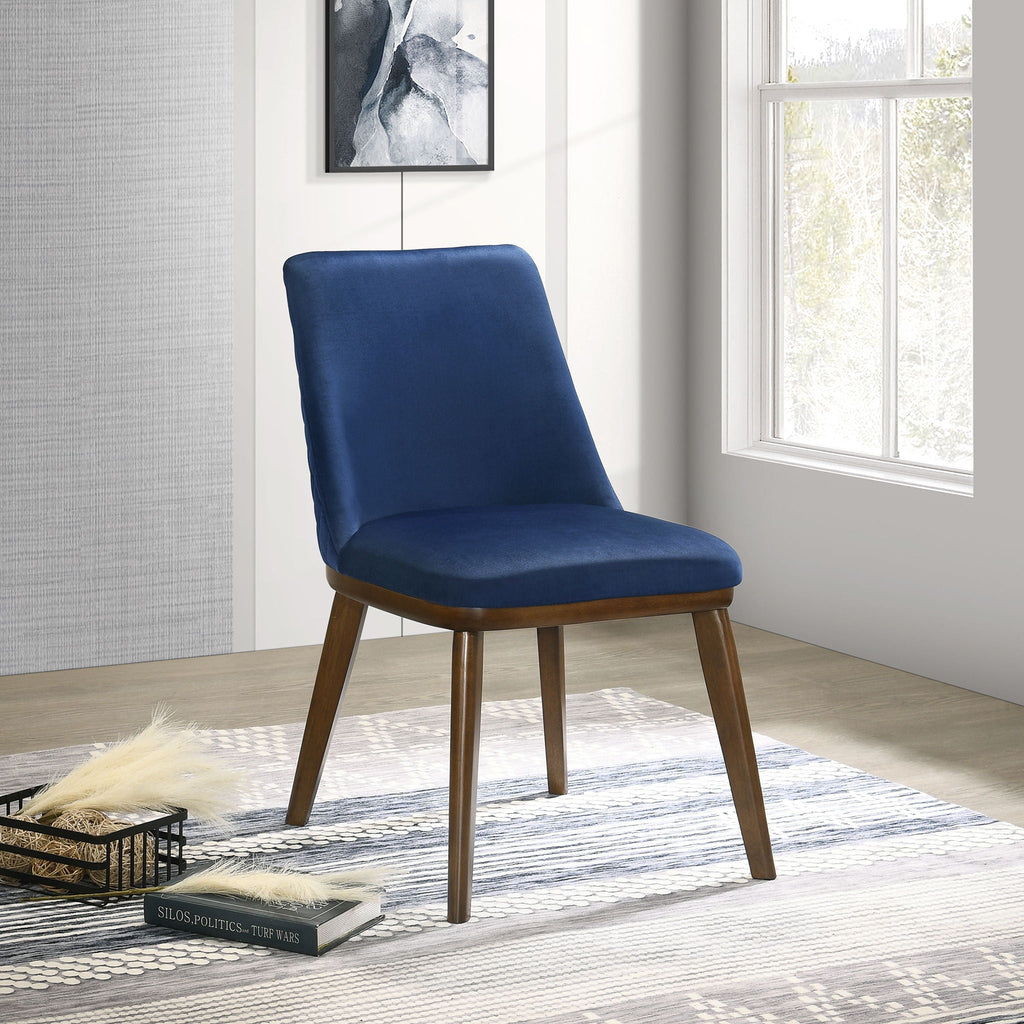 Mid-Century Dining Chair Set of 2 with Solid Wood Frame - Blue or Beige
