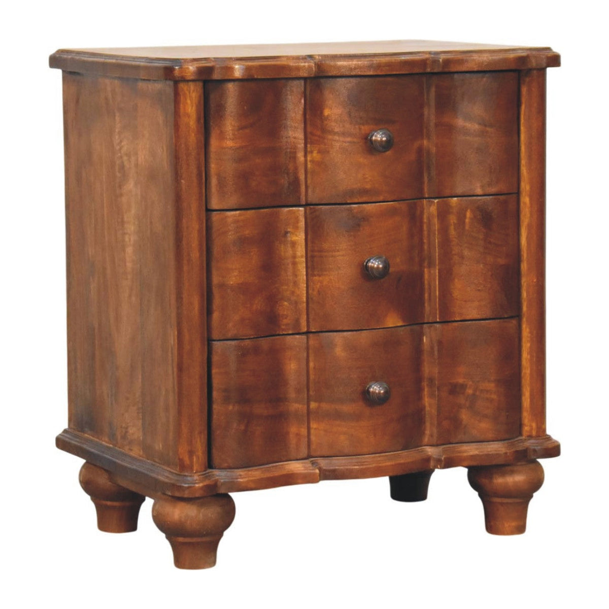 Solid Wood Lume Panel Nightstand with Panel Detailing - Chestnut