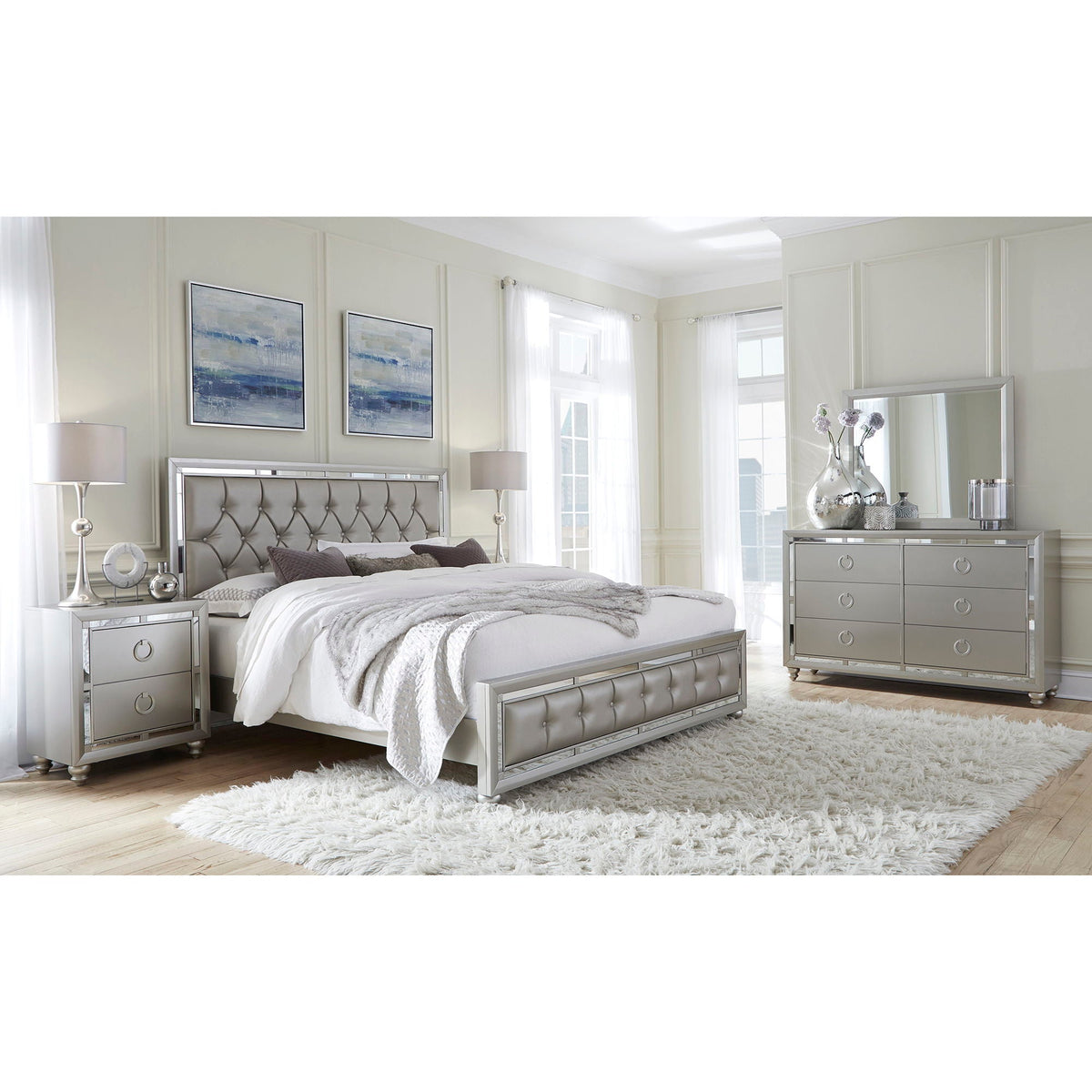 Gemstone Silver Accent Chest with Mirror Accents - Chloe