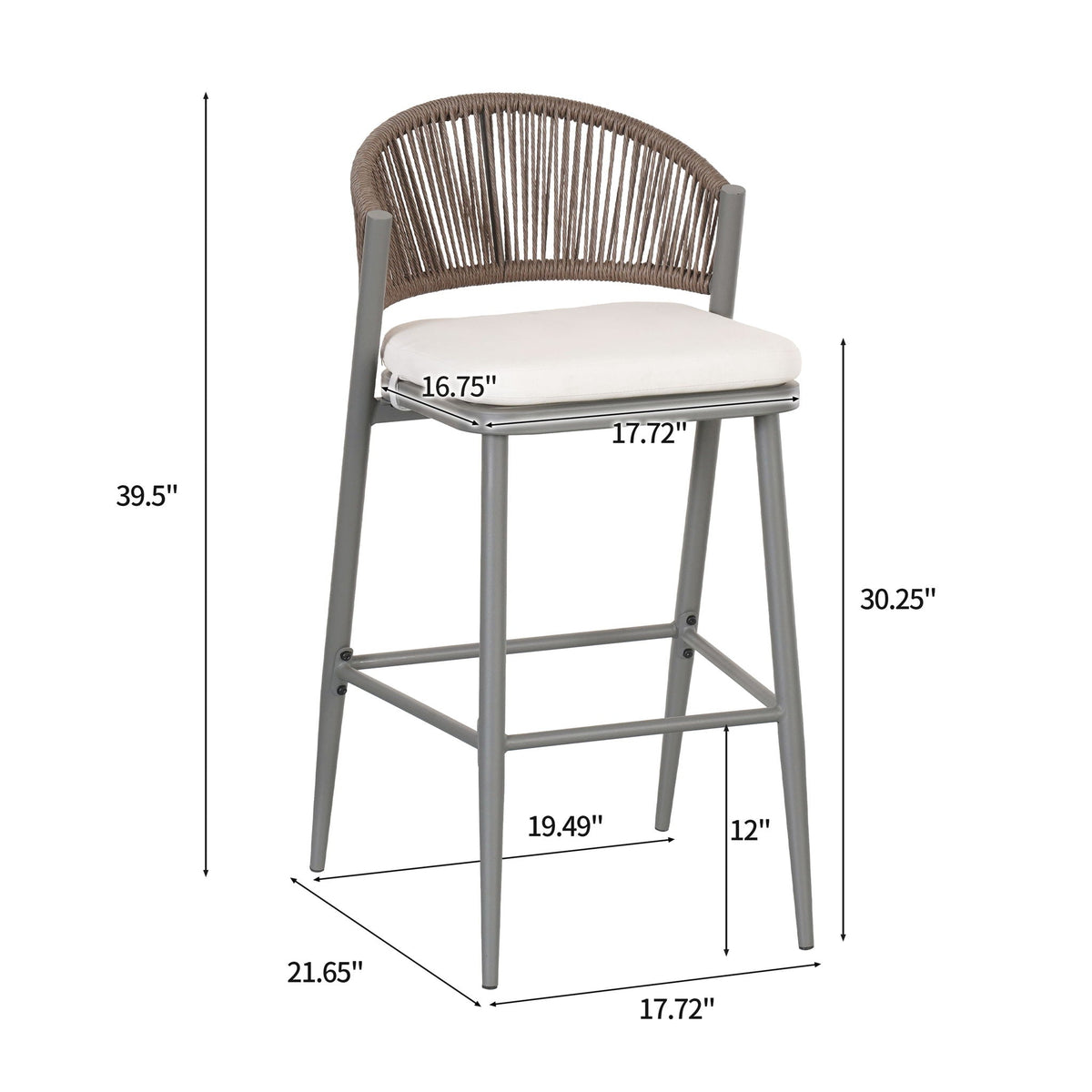 Outdoor Bar Height Metal Frame Counter Stools