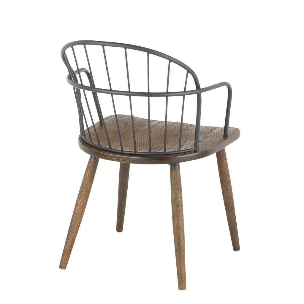 Farmhouse Office Chair with Spindle-Back Design - Dark Brown