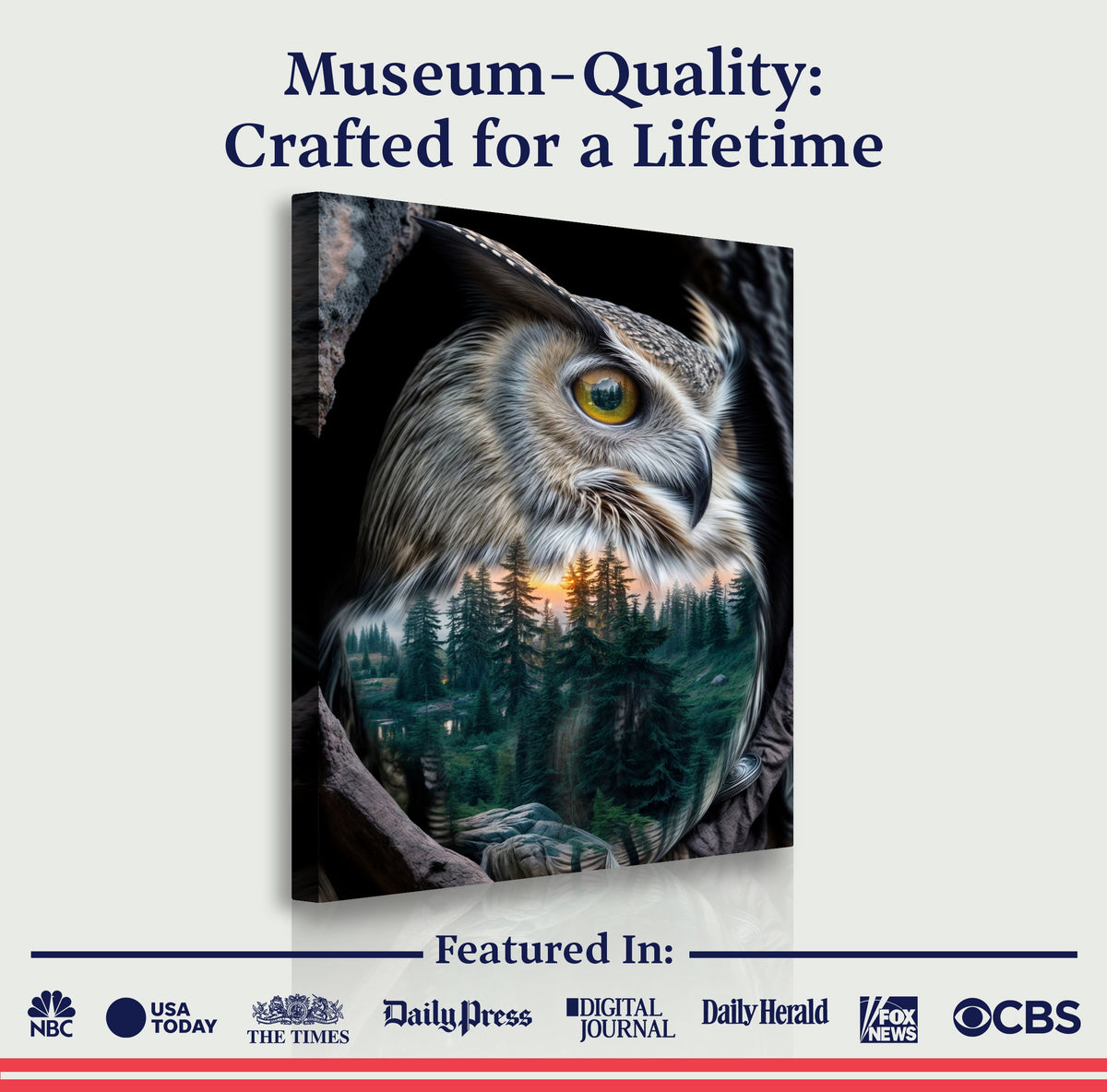 Owl Double Exposure Wall Art