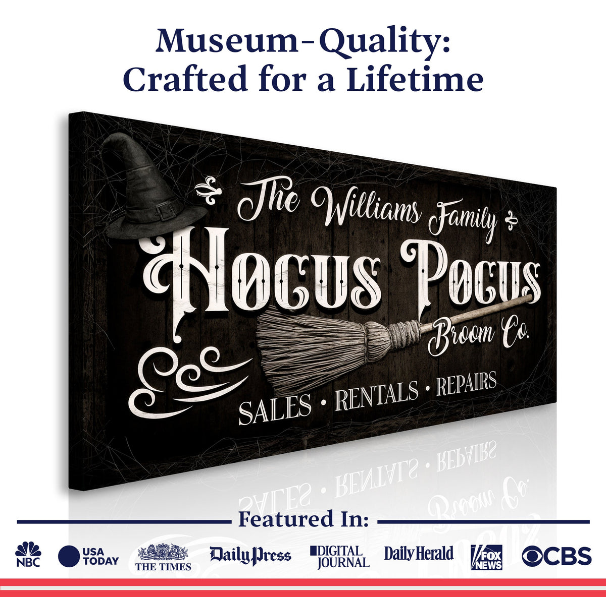 Personalized Hocus Pocus Broom Co. Wall Sign