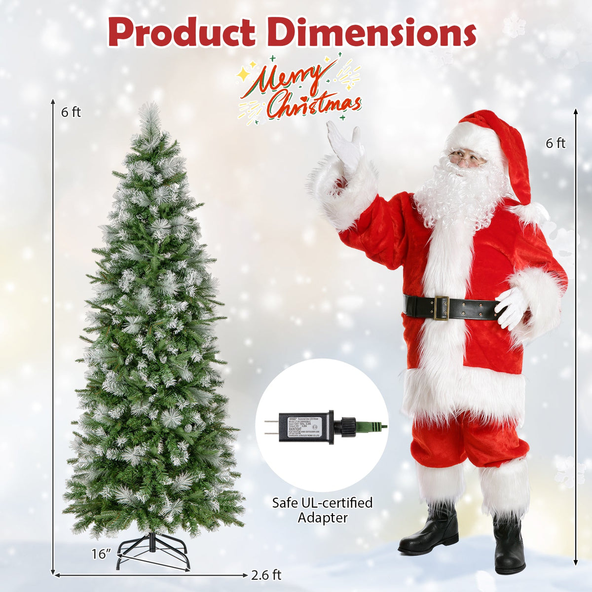 6/7.5/9 FT Artificial Christmas Tree with Warm-White LED Lights