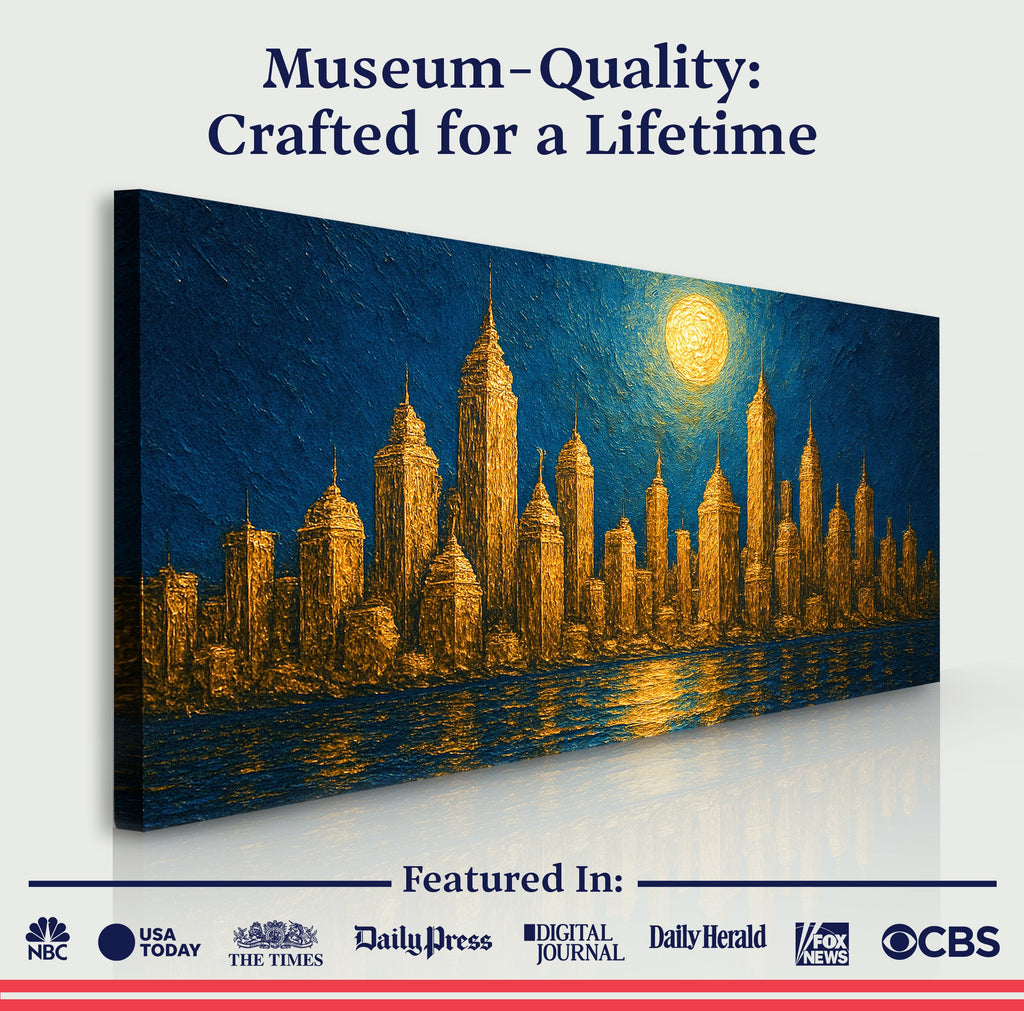 Golden Metropolis Cityscape Impasto Wall Art
