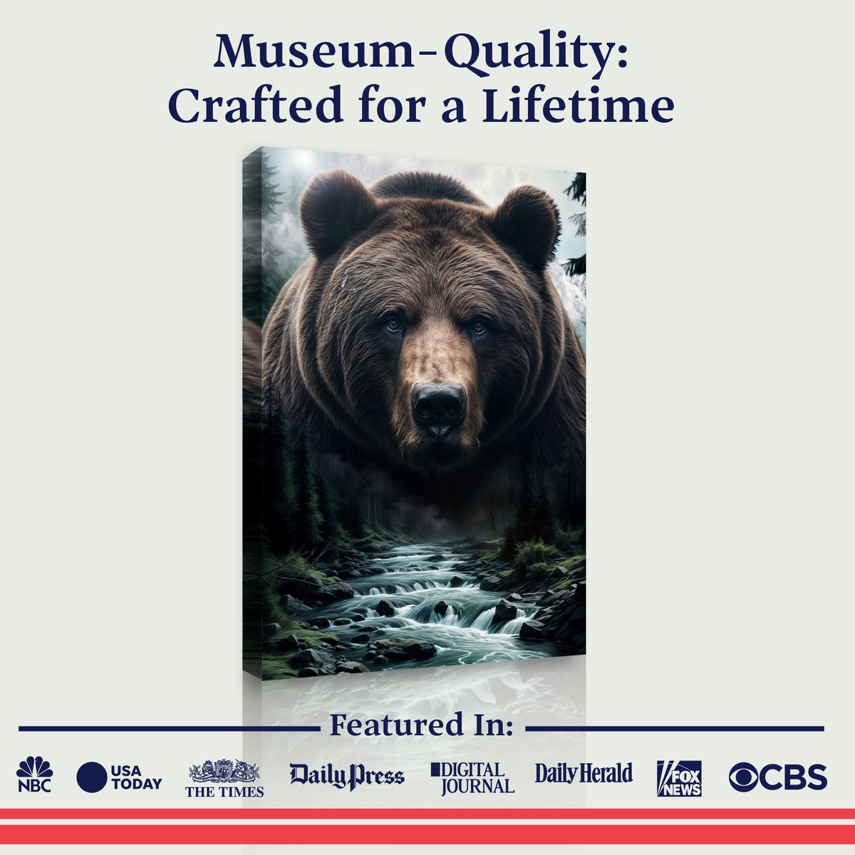 Grizzly Bear Double Exposure Wall Art
