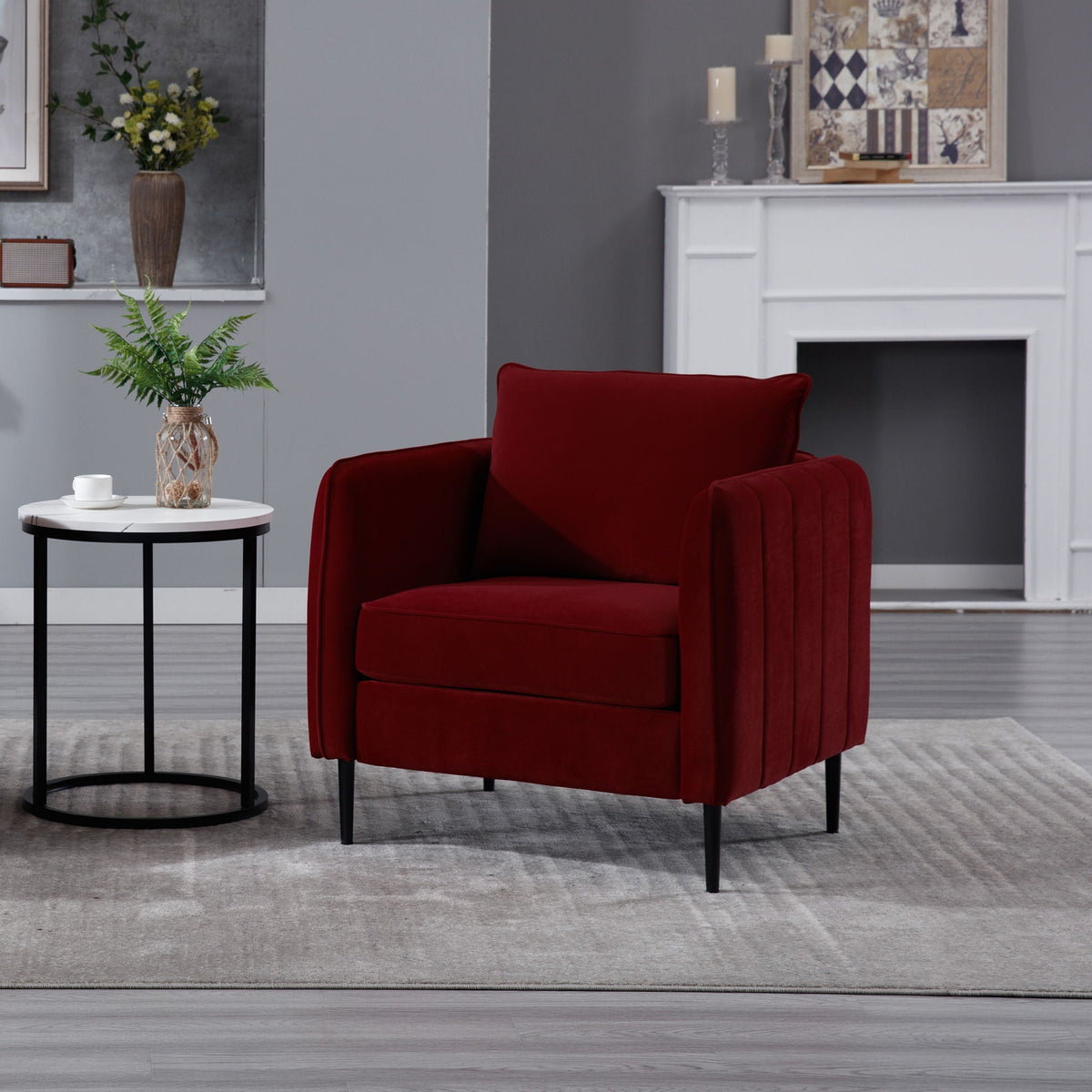 Accent Chair with Removable Pillow - Dark Green or Dark Red