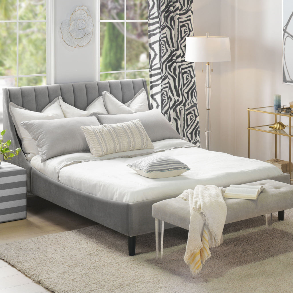 Vertical Tufted Modern Headboard Platform Bed Set with Upholstered Finish - Multiple Colors