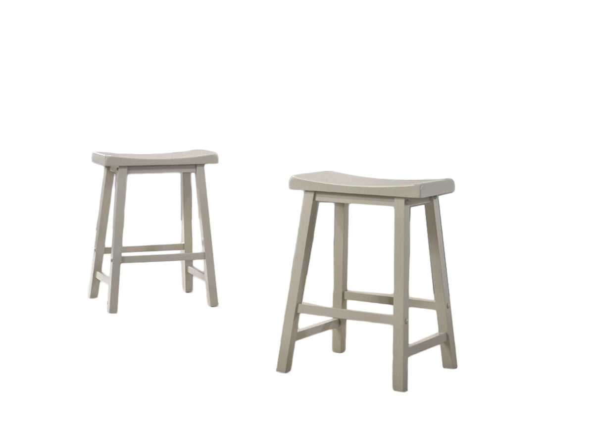 Small Space Counter Height Dining Table with Cabinet and 2 Stools - Gray or Light Brown