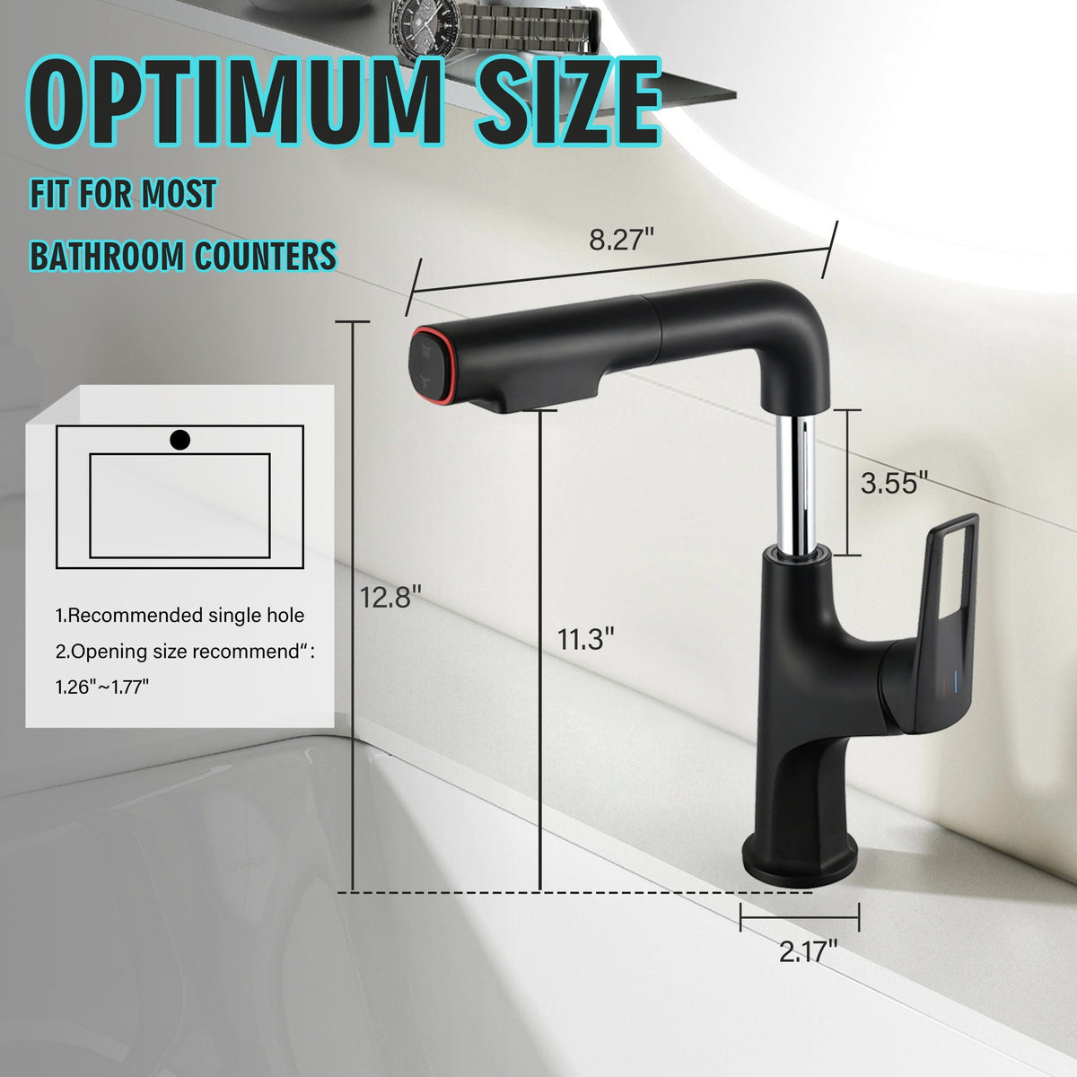 Tall Pull Down Vessel Faucet with Dual Spray Modes - Gold or Black