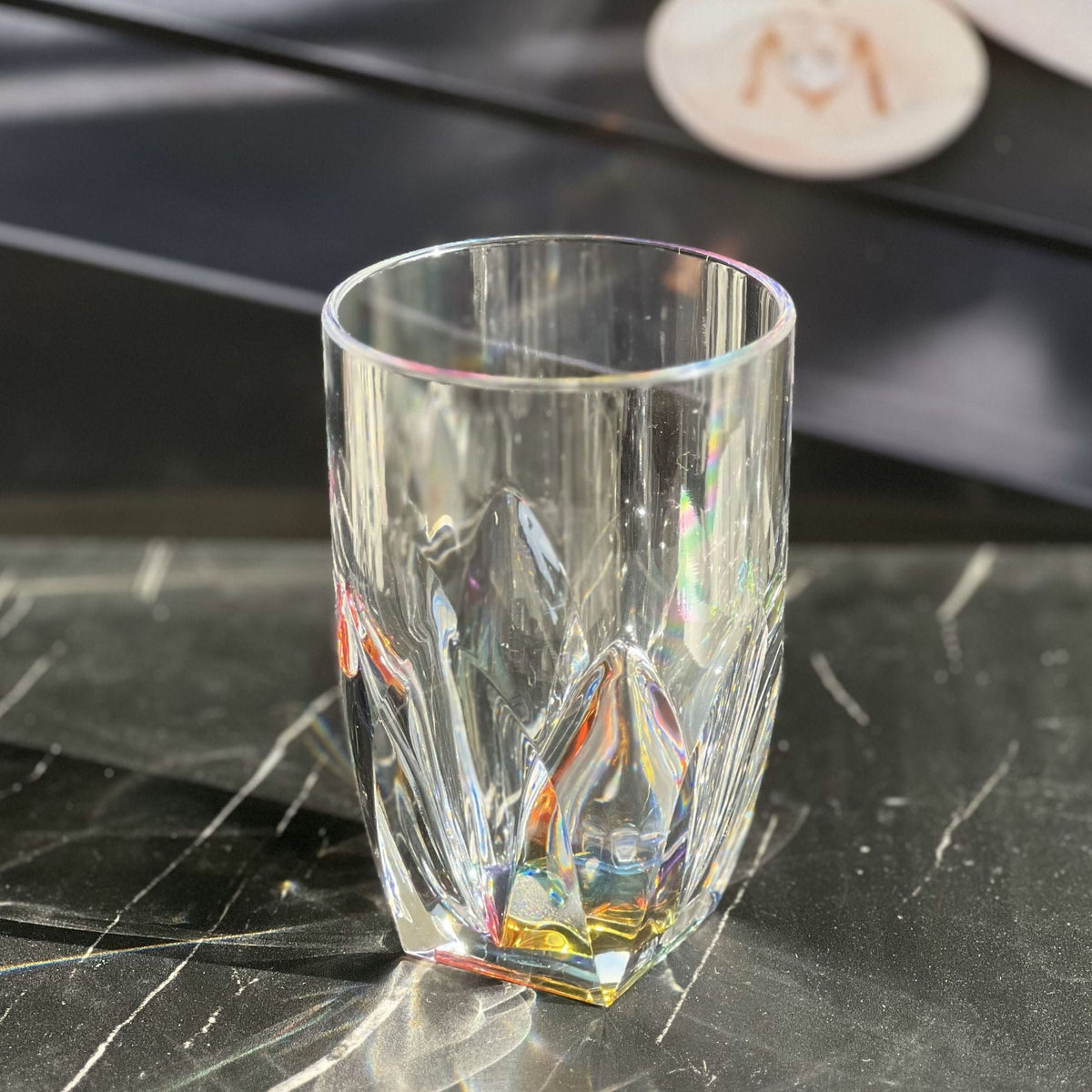 Rainbow Diamond Acrylic Glasses Drinking Set of 4 with Shatterproof Construction - Clear