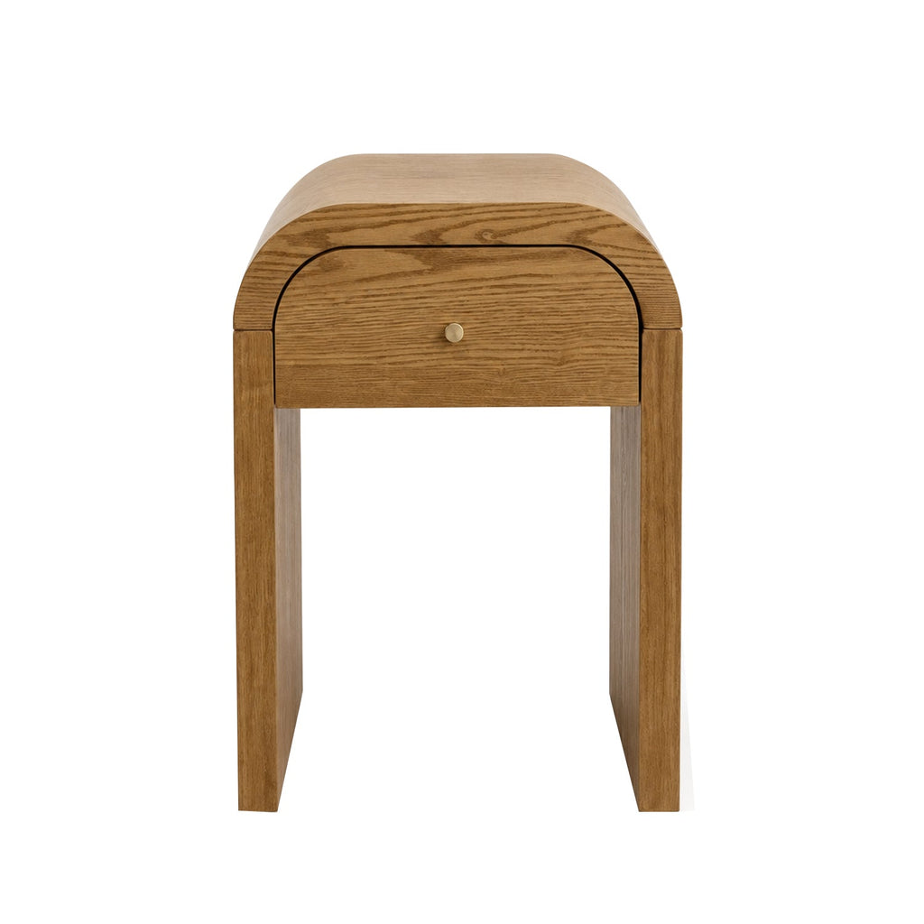 Curved Table with Minimalist Design and Storage - Walnut Brown or Black