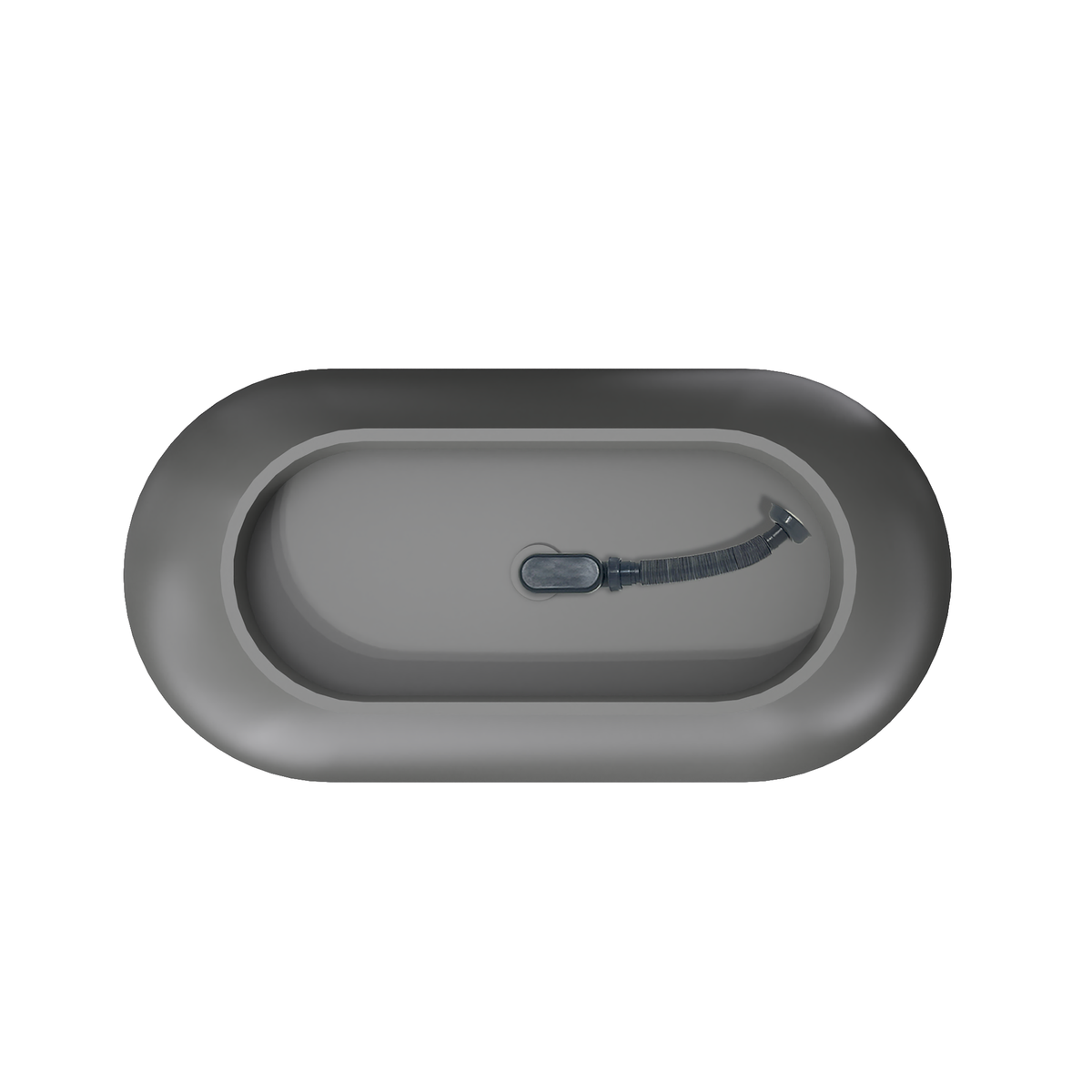 59 Inch Solid Surface Oval Freestanding Bathtub with Modern Oval Design - Dark Grey or Black