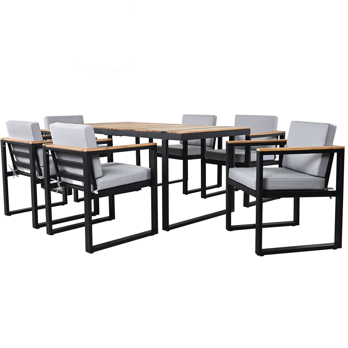 7 Piece Outdoor Dining Set with Removable Cushions - Gray or Beige