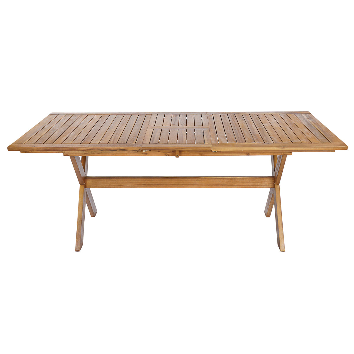 Acacia Wood Telescopic Outdoor Dining Table with Adjustable Length - Teak Finish