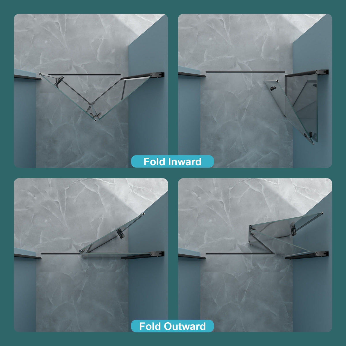 Fold Frameless Shower Door with Tempered Glass - Bi-Fold Modern Design