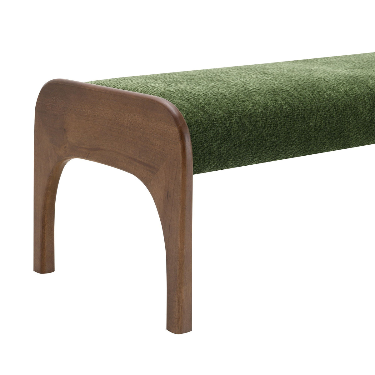 Modern Upholstered Long Bench with Plush Cushion - Beige or Dark Green