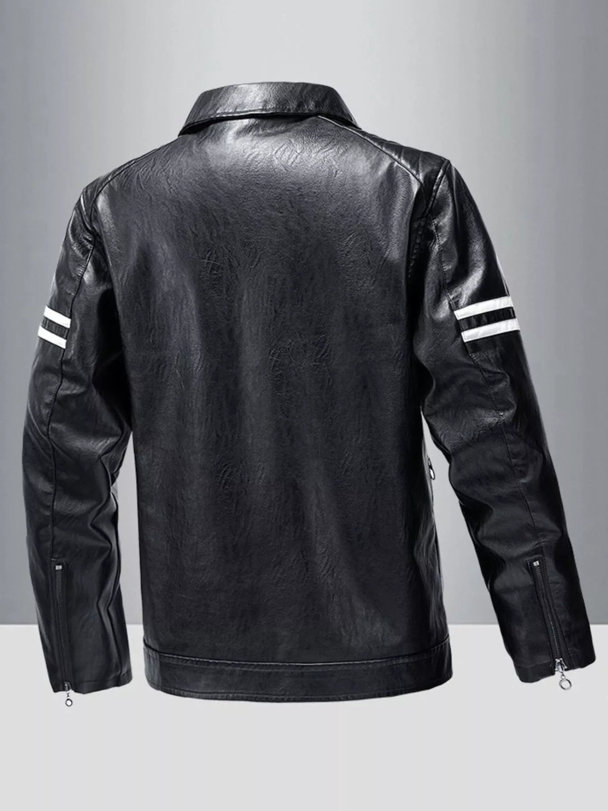 Men's Plus Size Zip Up Leather Motorcycle Jacket