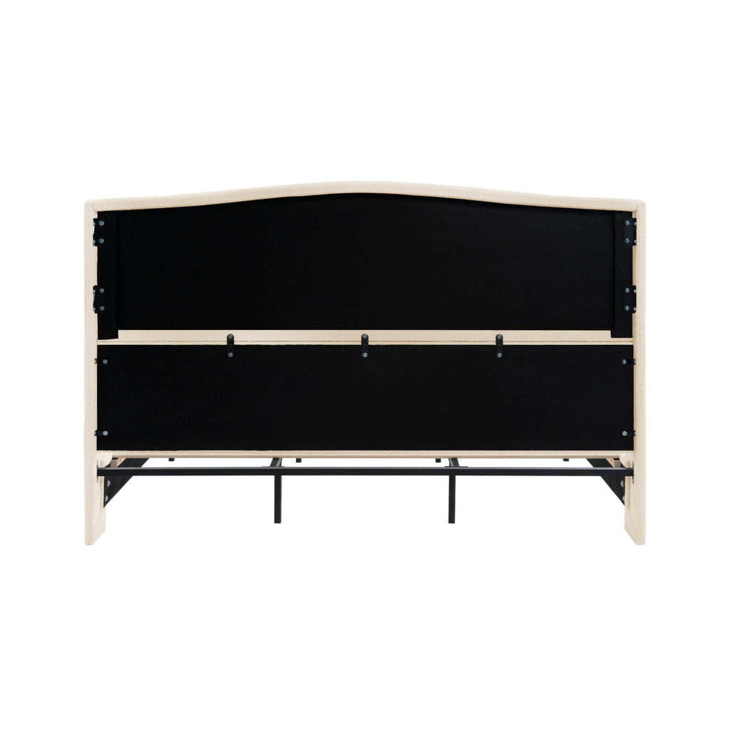 Platform Bed Frame with Tall Headboard and High Footboard - White or Gray