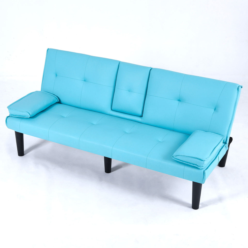 Foldable Sofa Bed with Cup Holder and Solid Wood Frame - Multiple Colors