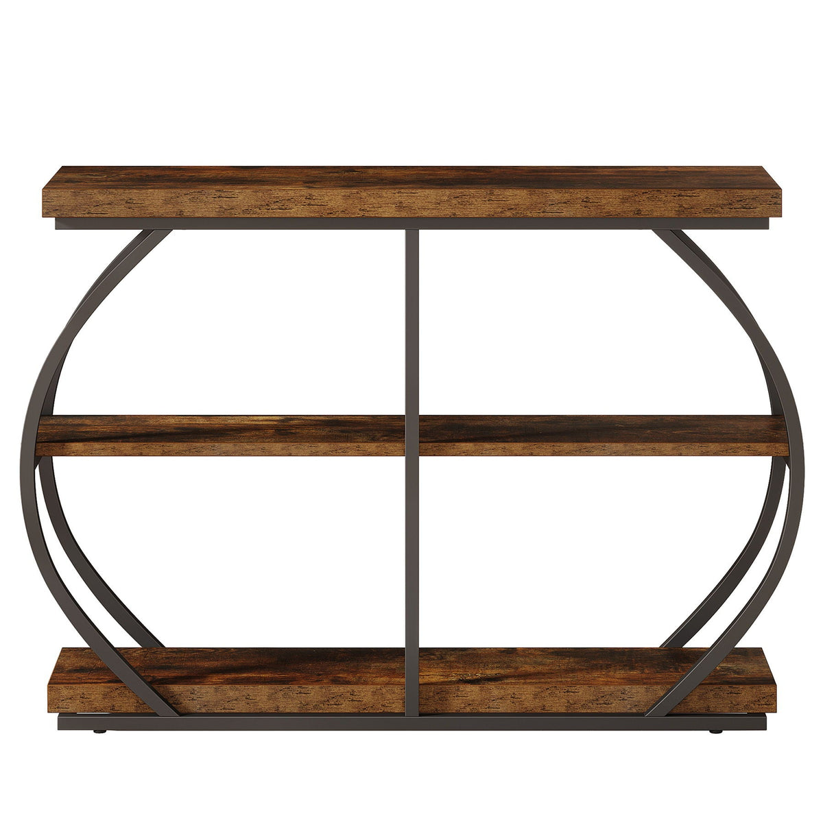 Console Table with Arched Frame, 3 Tiers – Brown / Black