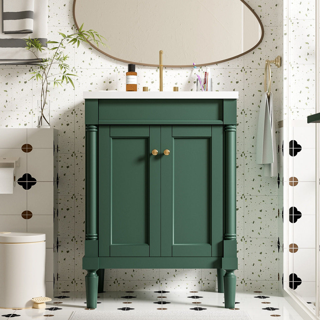 Bathroom Vanity With Top Sink and Two-Tier Storage Cabinet - Multiple Colors