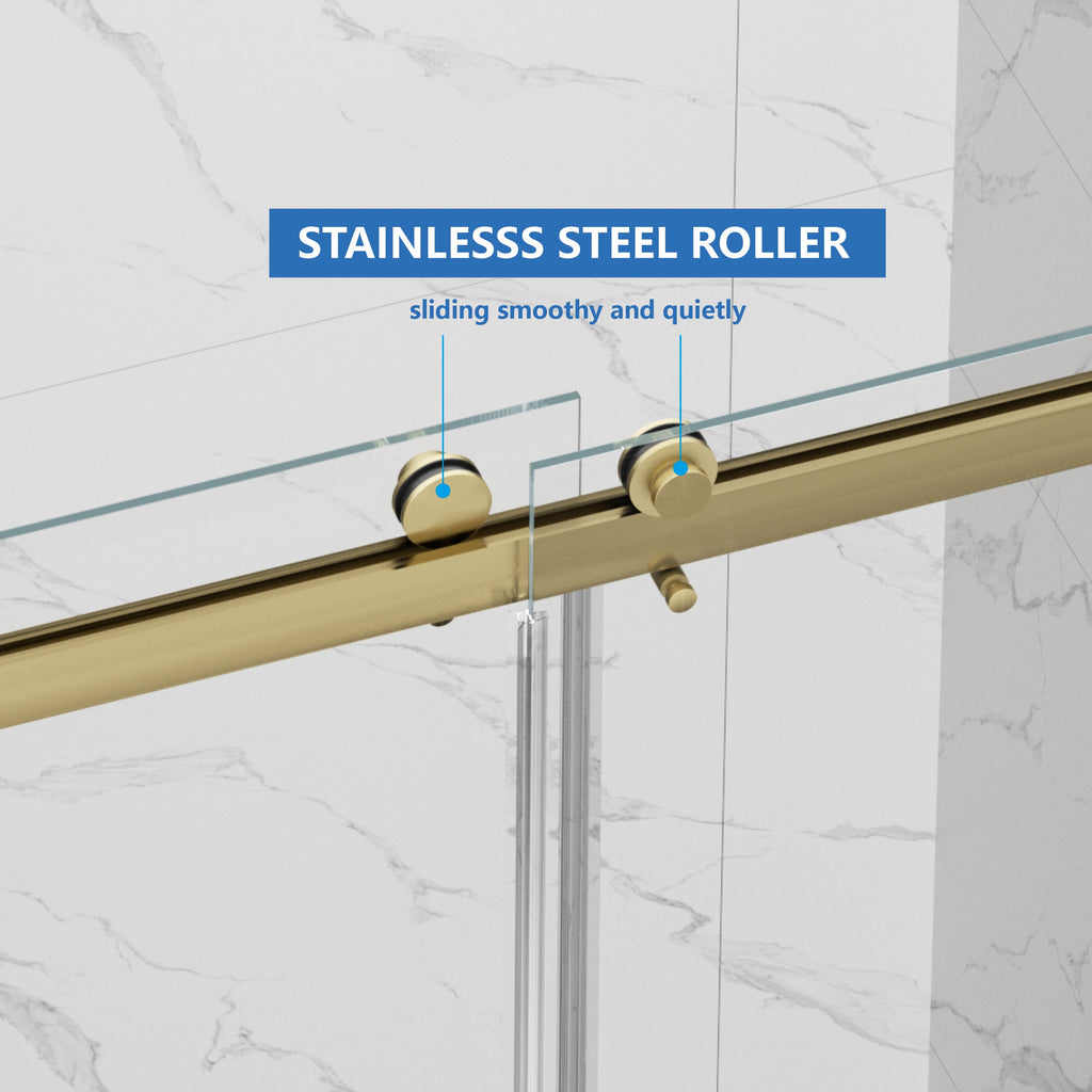 Frameless Shower Door with Double Sliding Design - Brushed Finish