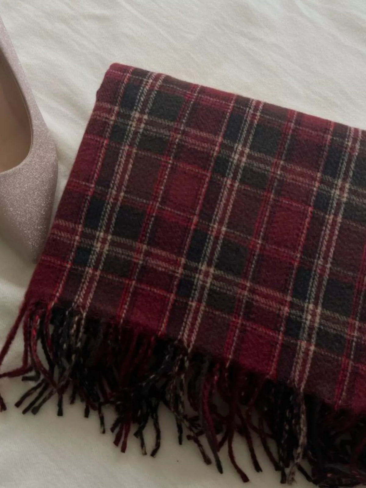 Classic Plaid Fringe Scarf