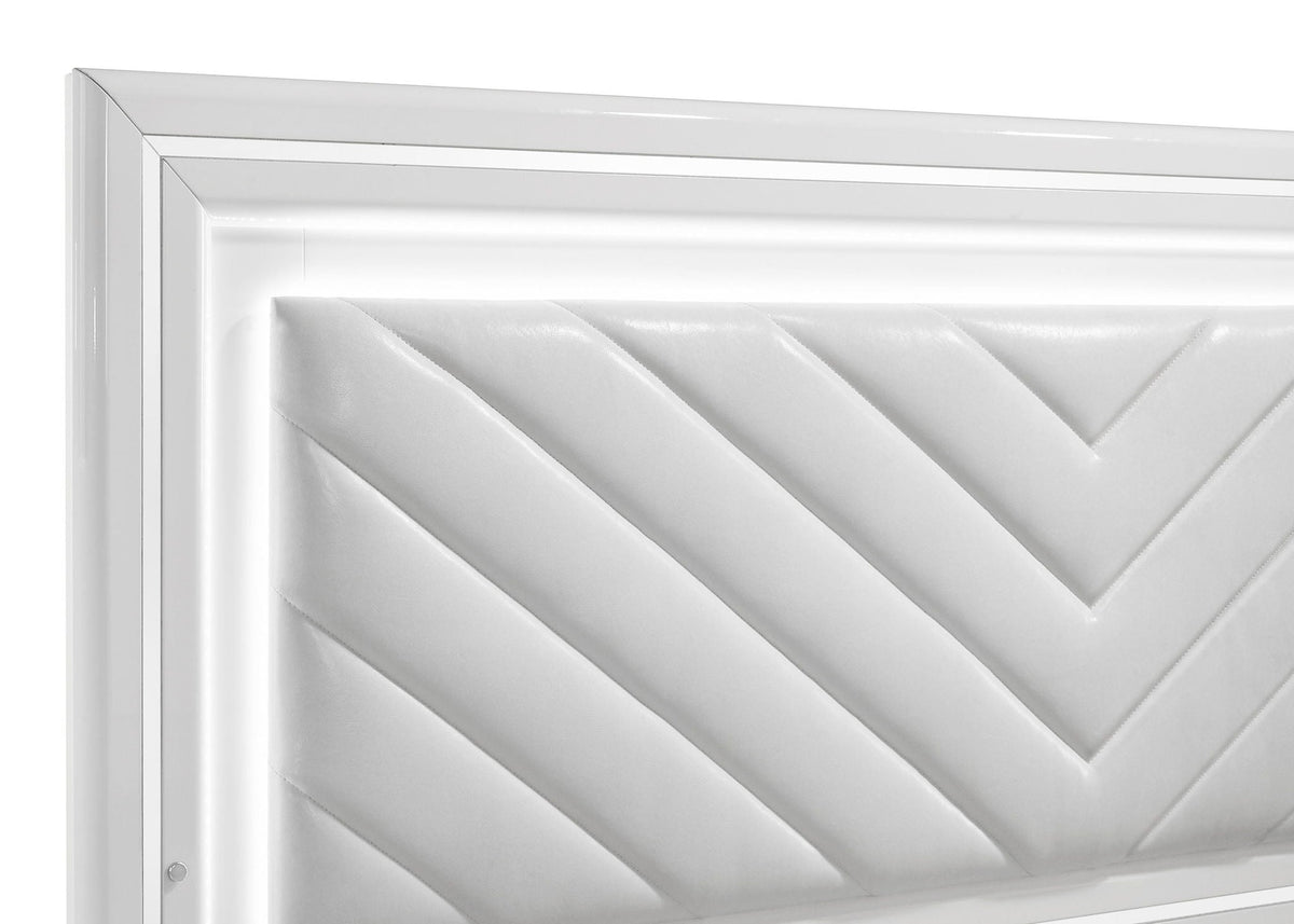 Cassia Eastern King LED Panel Bed White High Gloss