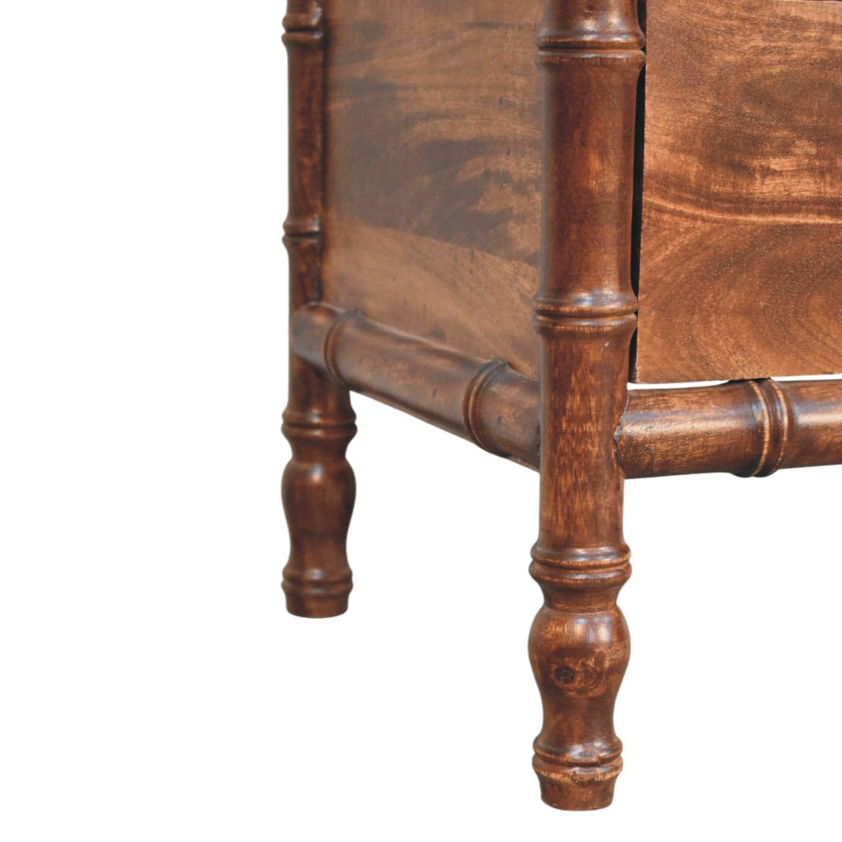 Solid Wood Bamboo Frame Nightstand with Roasted Almond Finish