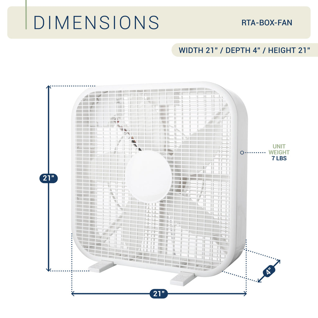 20 Inch Box Fan with 3-Speed Control - White