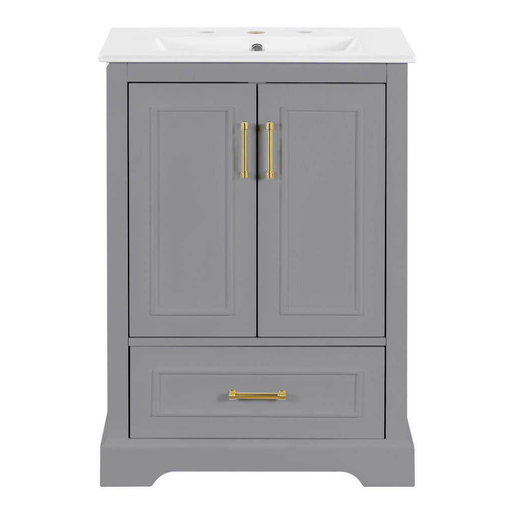 Bathroom Vanity with Sink and Soft Close Doors - White, Black, Green, or Gray