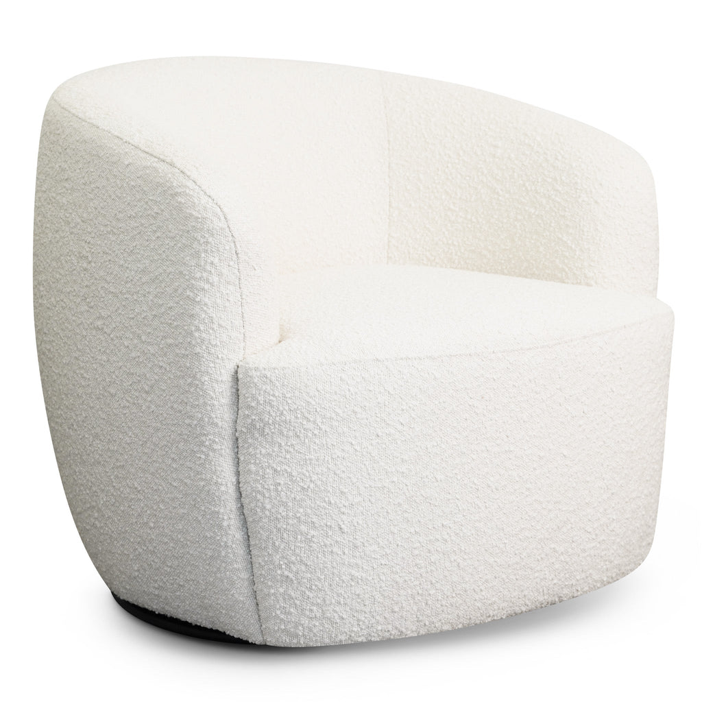 Teddy Boucle Accent Chair with Swivel Base - White