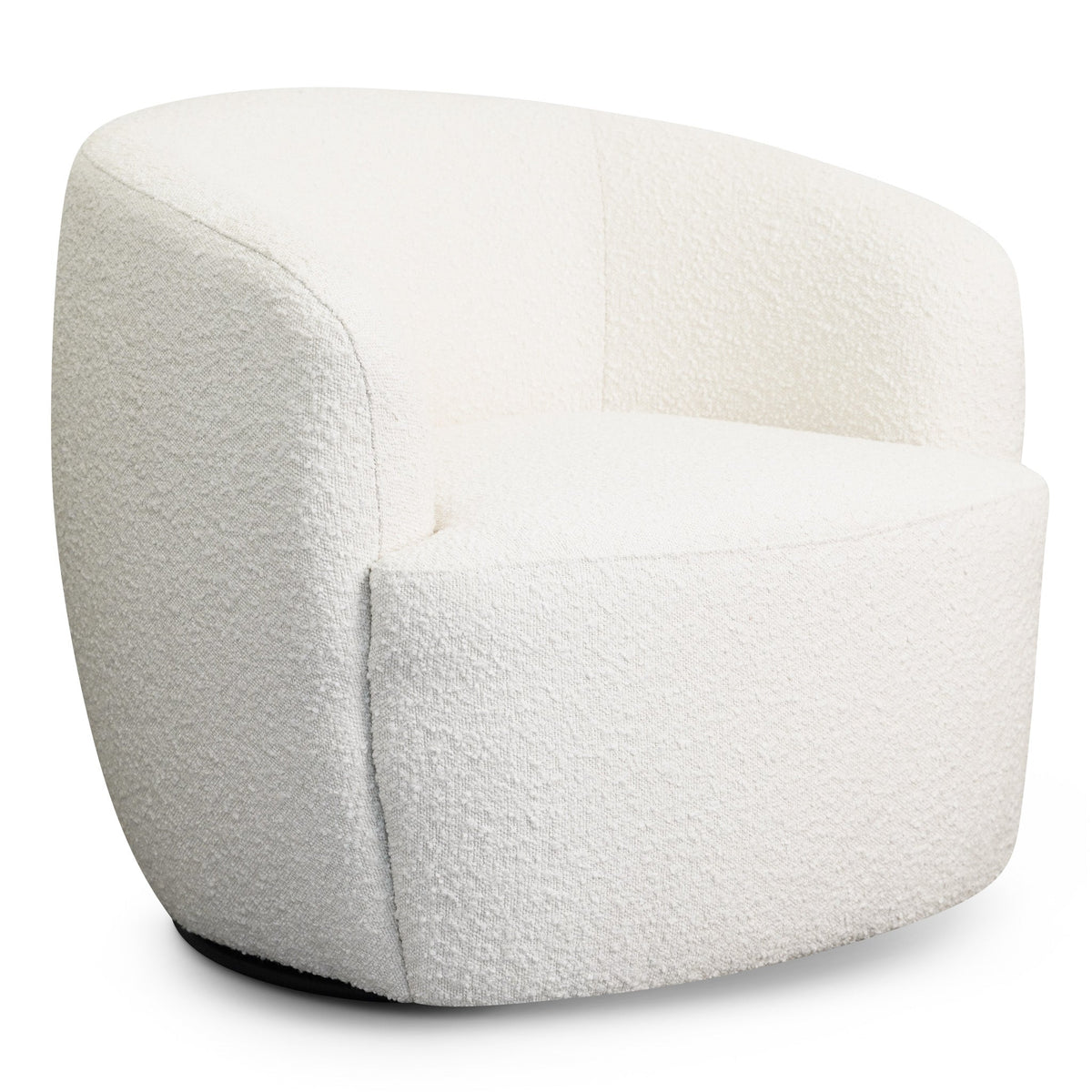 Teddy Boucle Accent Chair with Swivel Base - White