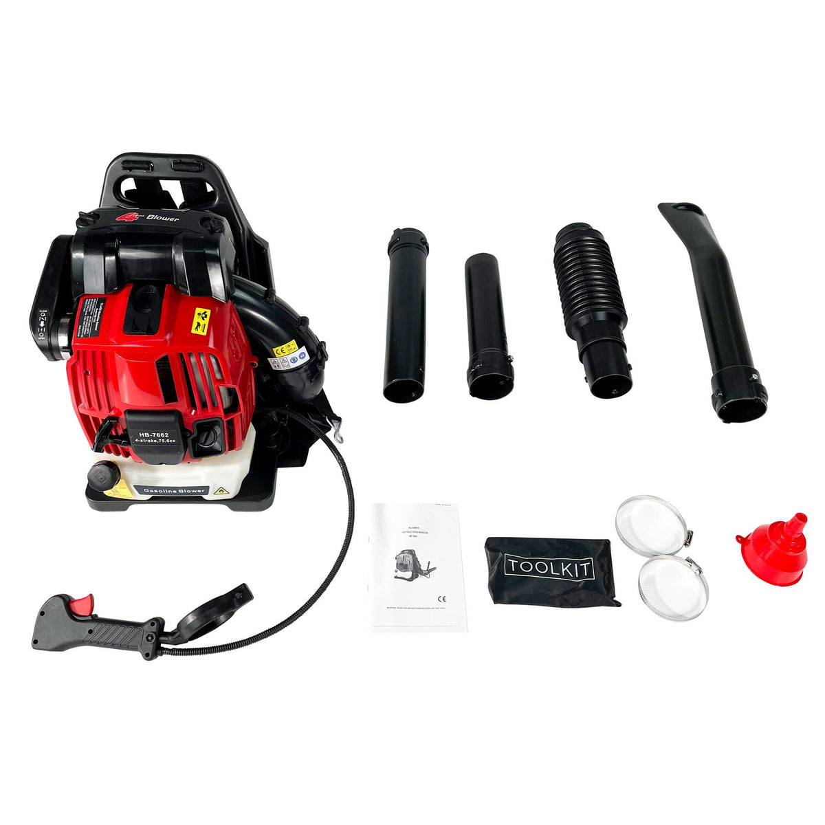 Backpack Gas Leaf Blower with 76Cc Engine – Red