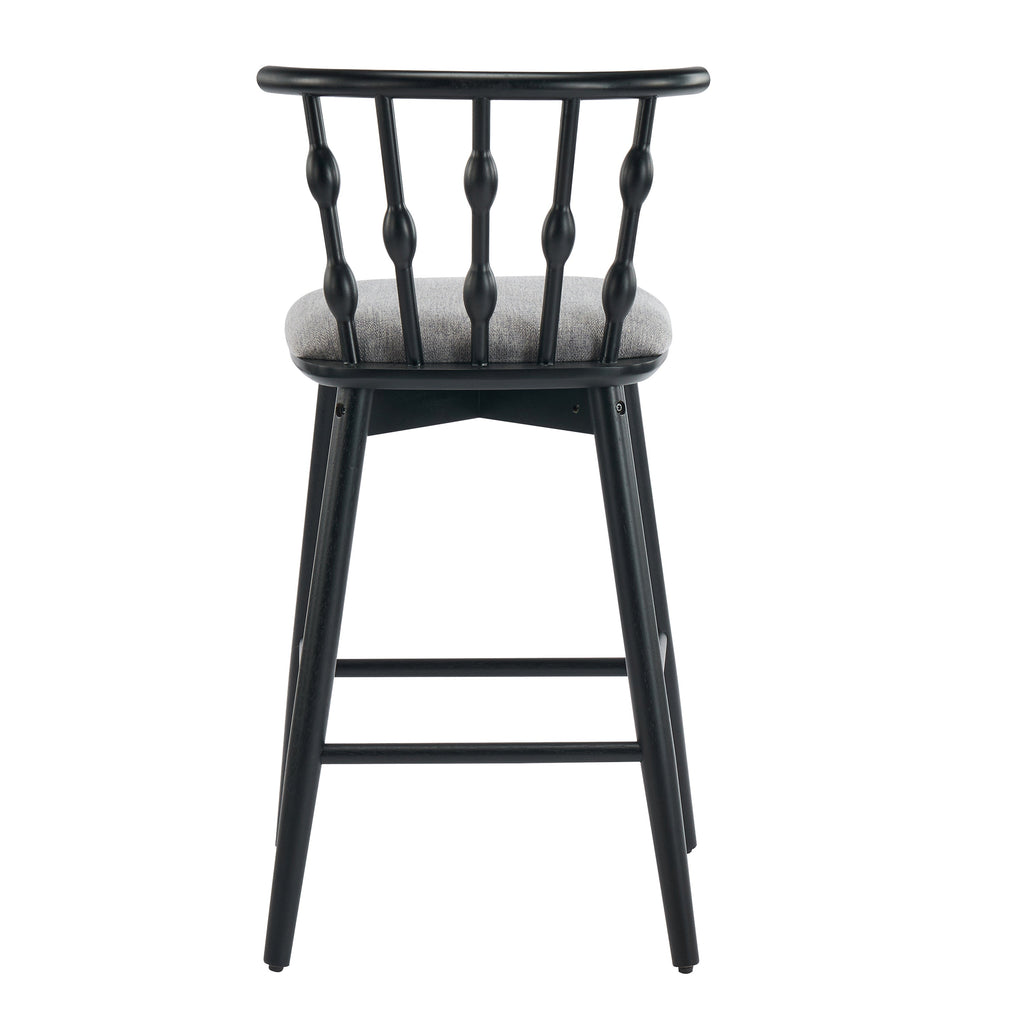 Doria Indoor Wooden Barstool with Hourglass Backrest - Grey