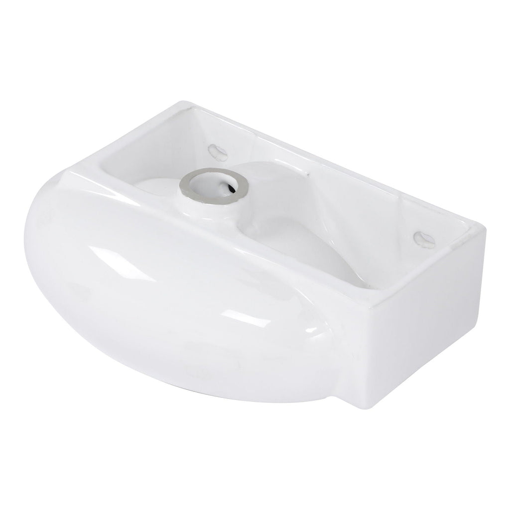 Modern Rectangle Wall Mount Bathroom Sink with Single Faucet Hole - White