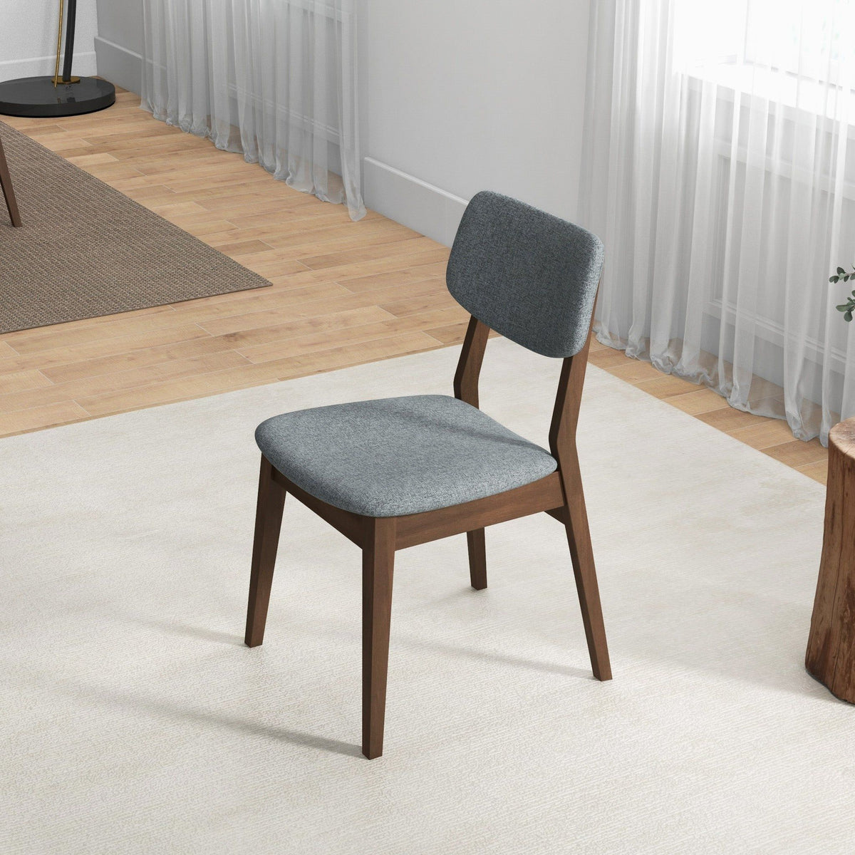 Solid Back Side Chair Set with Mid-Century Modern Design - Multiple Colors