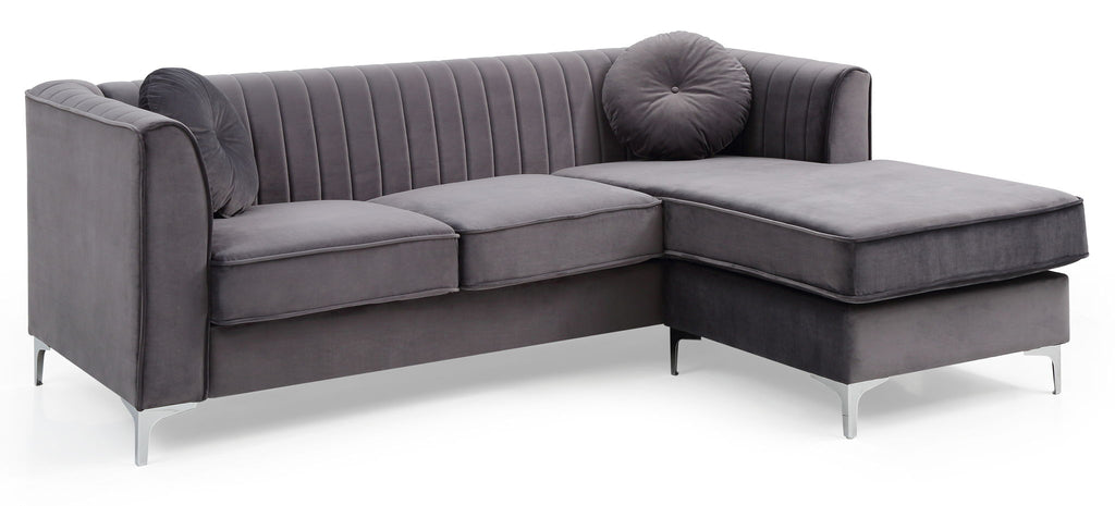 Micro Suede Sofa Chaise with Channel Quilting - Multiple Colors