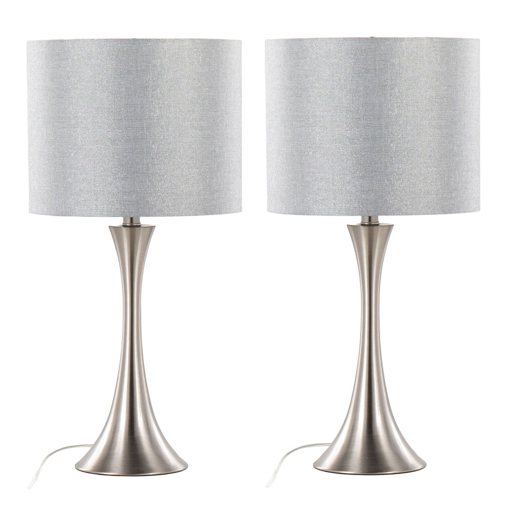 Contemporary Semi Gloss Table Lamp Set of 2 with Hourglass Design - Multiple Colors