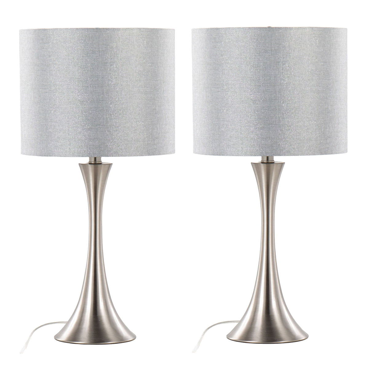 Contemporary Semi Gloss Table Lamp Set of 2 with Hourglass Design - Multiple Colors