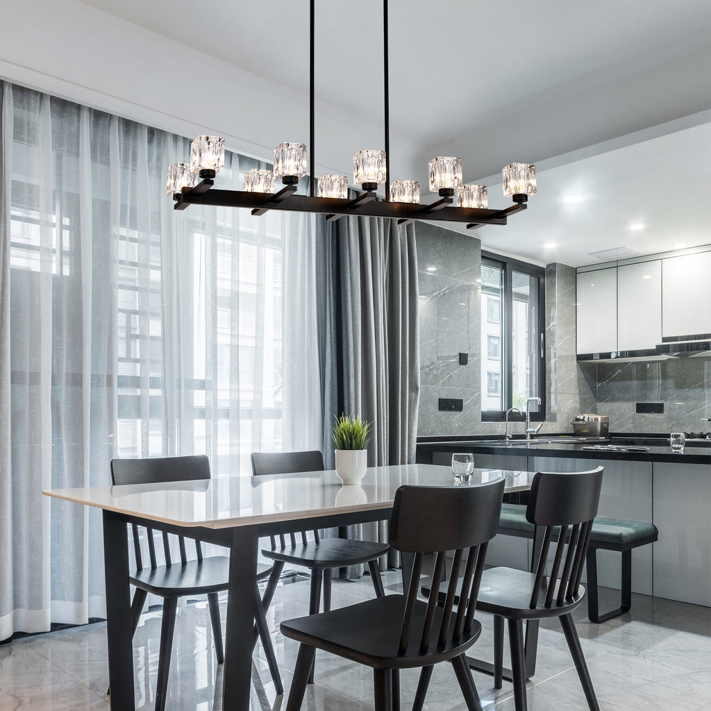 10-Light Dining Room Chandelier with Contemporary Design - Metal