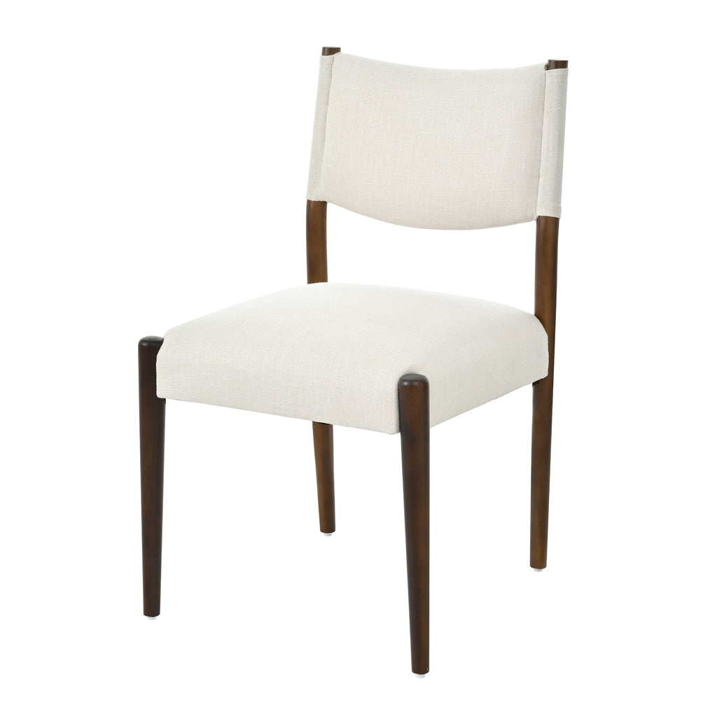 Modern Dining Chair with Thick Seat Cushion and Solid Wood Legs - Walnut, Set of 2