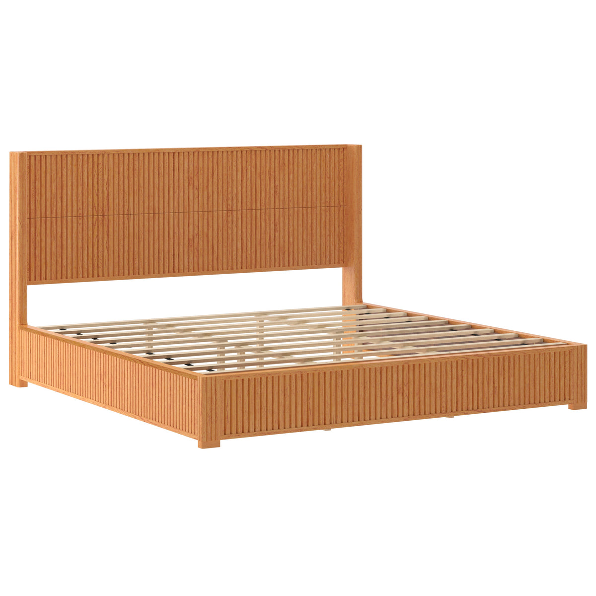Solid Wood Platform Bed Frame with Headboard - King Size