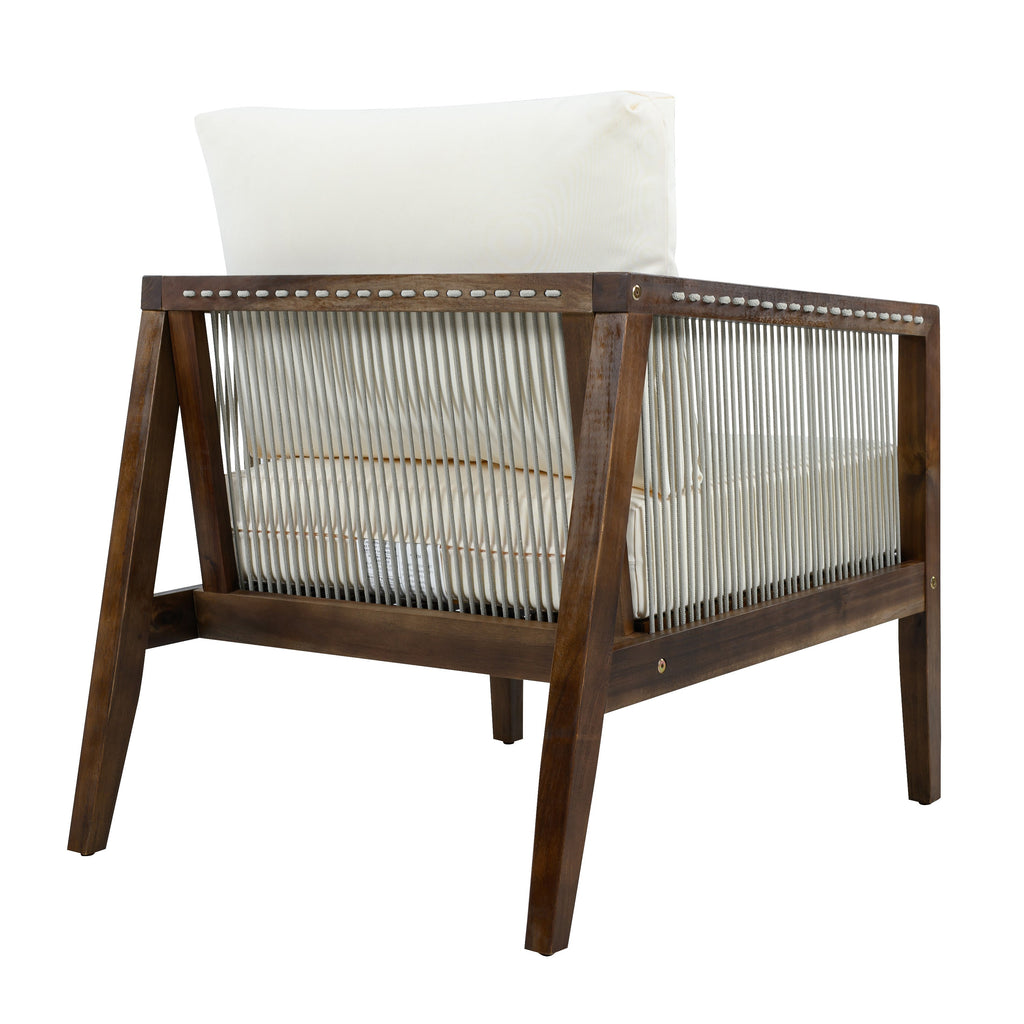 Outdoor Club Chairs (Set of 2) with Rope Back - Beige, Dark Brown or Teak