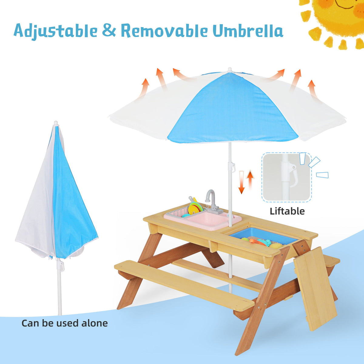 Kids Picnic Table with Sand and Water Table Conversion - Cedar Outdoor Table