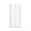Bifold Frameless Shower Door with Tempered Clear Glass - Pearl Silver or Black