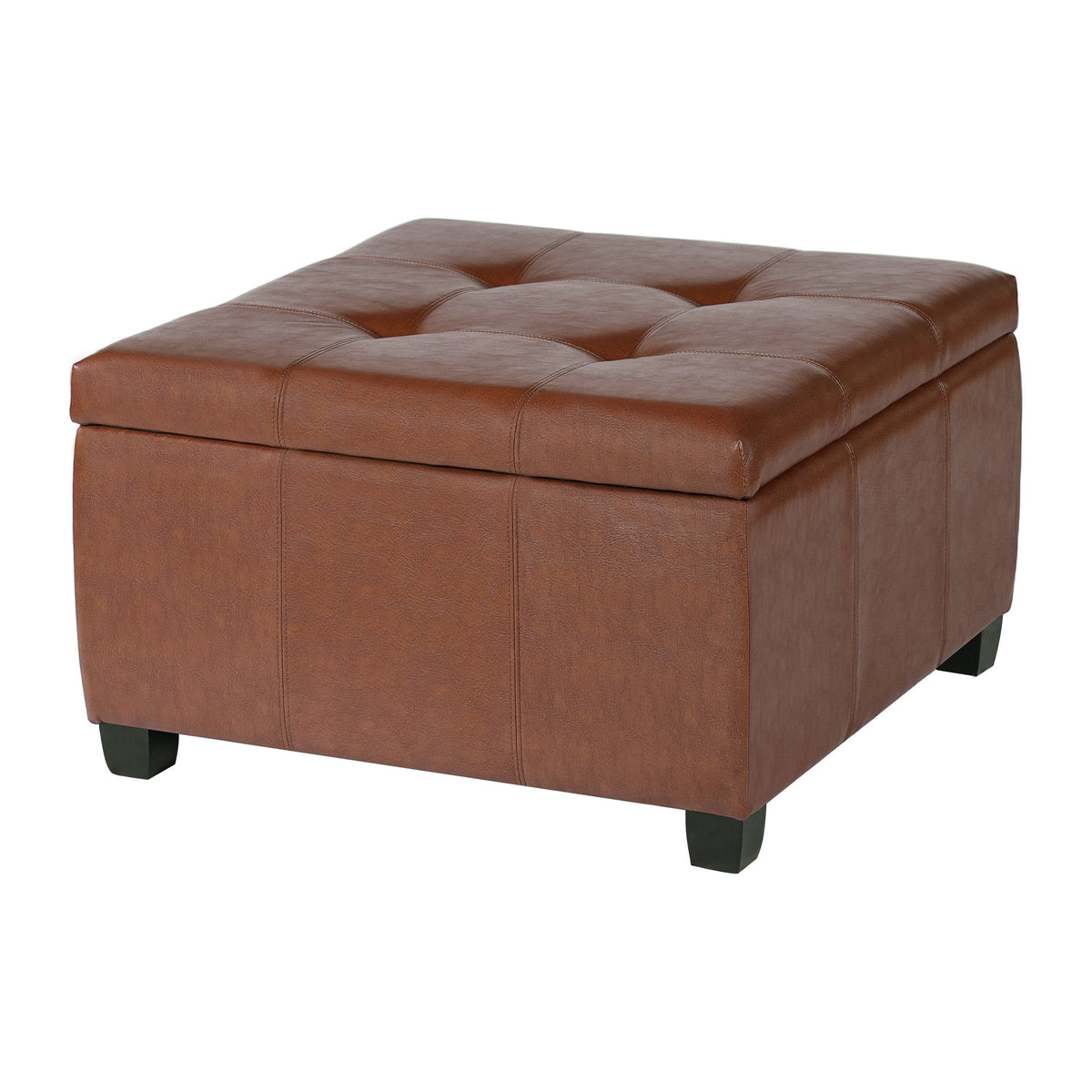 Richmond KD Storage Ottoman with Faux Leather Storage - Brown
