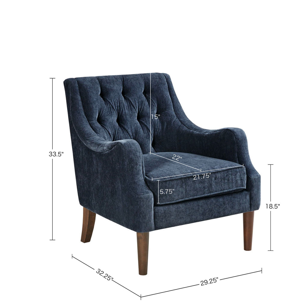 Button Tufted Accent Chair with Removable Cushion - Gray or Blue