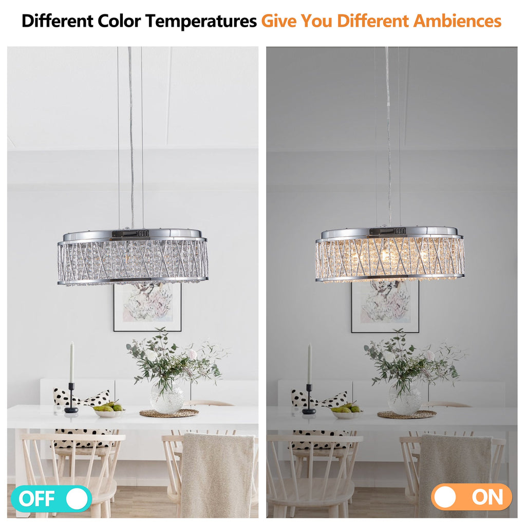 Modern Crystal Chandelier with Crystal Accents - 19 Inch
